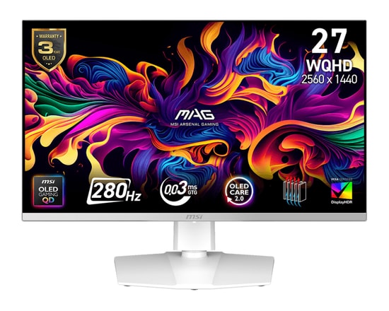 MSI MAG 272QPW QD-OLED X28 27" WQHD 280Hz 0.03ms Gaming Monitör, FreeSync Premium Pro, HDMI 2.1, Pivot Özellikli
