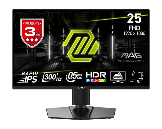 MSI MAG 255PXF 24.5" FHD 300Hz 0.5ms Rapid IPS Oyuncu Monitörü - Pivot, FreeSync Premium, %120 sRGB, HDMI 2.0, DP 1.4