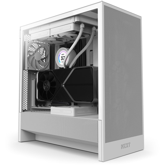 NZXT H5 Flow Beyaz ATX Mid-Tower Kasa (CC-H52FW-01) - 2x120mm Fan, Temperli Cam, Üstün Hava Akışı, 360mm Radyatör Desteğ