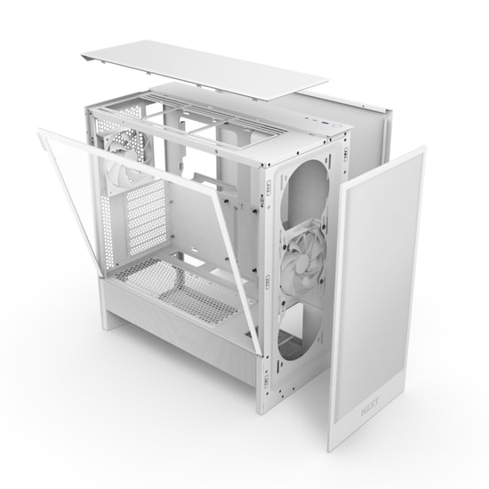 NZXT H5 Flow Beyaz ATX Mid-Tower Kasa (CC-H52FW-01) - 2x120mm Fan, Temperli Cam, Üstün Hava Akışı, 360mm Radyatör Desteğ