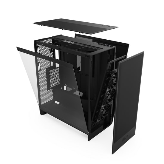 NZXT H7 Flow Siyah ATX Mid-Tower Kasa (CM-H72FB-01) - 3x120mm Fan, Temperli Cam, Üstün Hava Akışı 420mm Radyatör Desteği