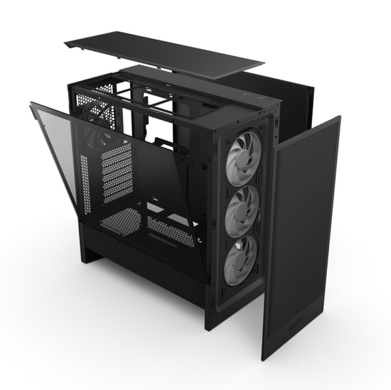 NZXT H5 Flow Siyah ATX Mid-Tower Oyuncu Kasası (CC-H52FB-R1) - RGB Fanlı, Temperli Yan Panel, Üstün Hava Akışı