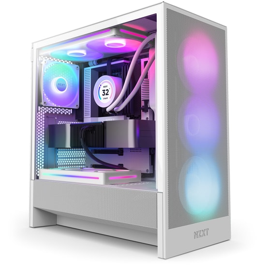 NZXT H5 Flow Beyaz RGB E-ATX Oyuncu Kasası (CC-H52FW-R1) - 360mm Radyatör Desteği, Temperli Cam, Üstün Hava Akışı
