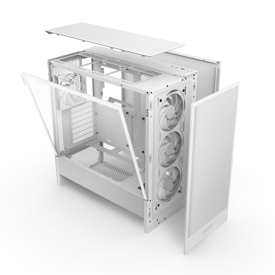NZXT H5 Flow Beyaz RGB E-ATX Oyuncu Kasası (CC-H52FW-R1) - 360mm Radyatör Desteği, Temperli Cam, Üstün Hava Akışı
