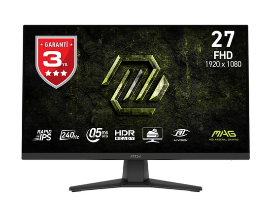 MSI MAG 272F X24 27" Full HD 240Hz 0.5ms Rapid IPS Gaming Monitör (1920x1080, Adaptive Sync, HDMI, DisplayPort)