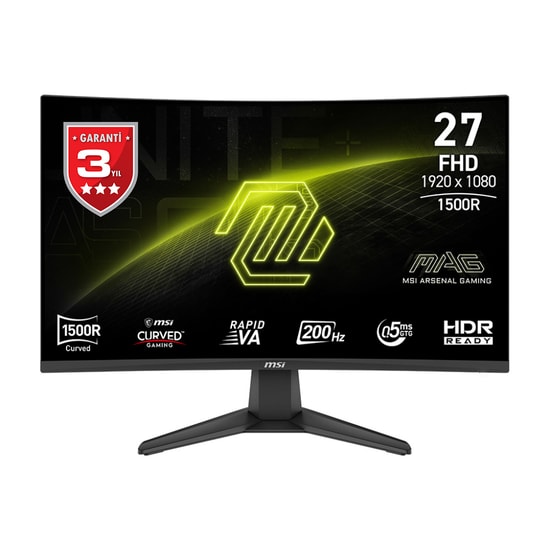 MSI MAG 276CF E20 27" FHD 200Hz 0.5ms Curved FreeSync Premium Oyuncu Monitörü - VA Panel, HDR Ready, İnce Çerçeve