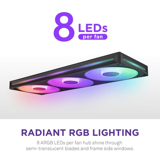NZXT F420 RGB Core Siyah 420mm Single Frame Fan (RF-U42HF-B1) - 3x14cm Fan, 2000RPM, 98.61CFM, 34.5dB, PWM Kontrol, ARGB
