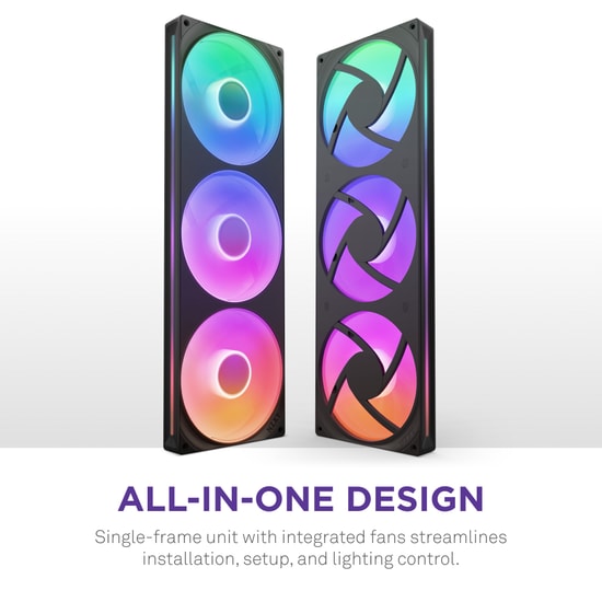 NZXT F420 RGB Core Siyah 420mm Single Frame Fan (RF-U42HF-B1) - 3x14cm Fan, 2000RPM, 98.61CFM, 34.5dB, PWM Kontrol, ARGB