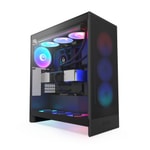 NZXT H7 Flow RGB Siyah (CM-H72FB-R1) E-ATX Mid-Tower Kasa - 3x120mm RGB Fan, Mesh Panel, 420mm Radyatör Desteği
