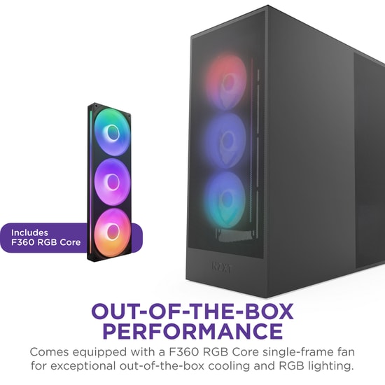 NZXT H7 Flow RGB Siyah (CM-H72FB-R1) E-ATX Mid-Tower Kasa - 3x120mm RGB Fan, Mesh Panel, 420mm Radyatör Desteği