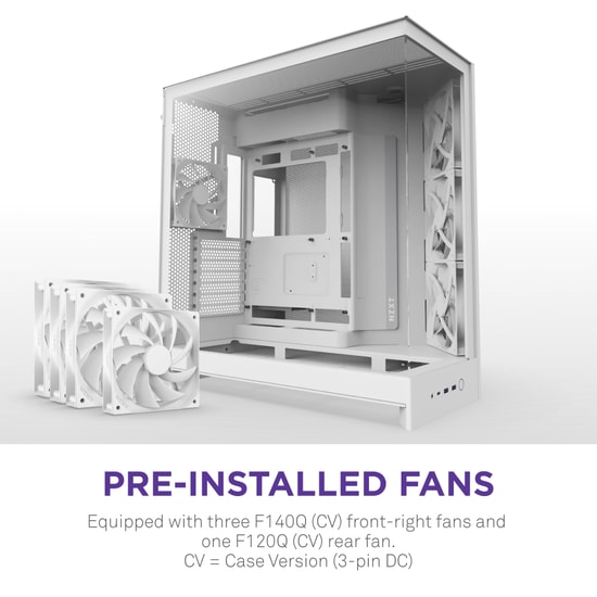 NZXT H9 Flow Dual-Chamber Panoramik Beyaz E-ATX Oyuncu Kasası (CM-H92FW-01) - 4 Fan, Temperli Cam, 420mm Radyatöre Uygun