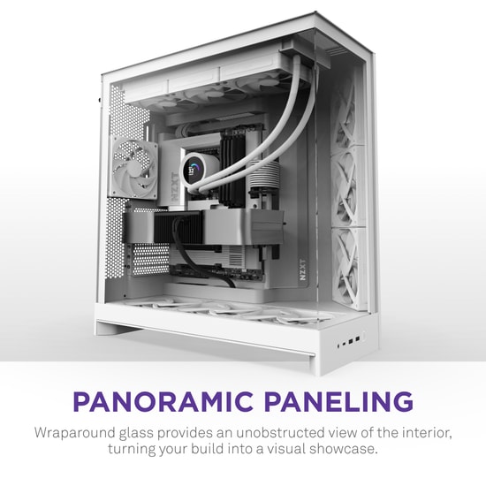 NZXT H9 Flow Dual-Chamber Panoramik Beyaz E-ATX Oyuncu Kasası (CM-H92FW-01) - 4 Fan, Temperli Cam, 420mm Radyatöre Uygun