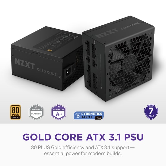NZXT C850 Gold Core 850W Gen 5 80+ Gold Full Modüler ATX 3.1 Güç Kaynağı (PA-8G3BB-EU) - 135mm FDB Fan, Sessiz PSU