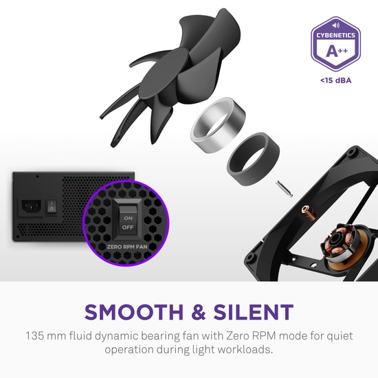 NZXT C850 Gold Core 850W Gen 5 80+ Gold Full Modüler ATX 3.1 Güç Kaynağı (PA-8G3BB-EU) - 135mm FDB Fan, Sessiz PSU