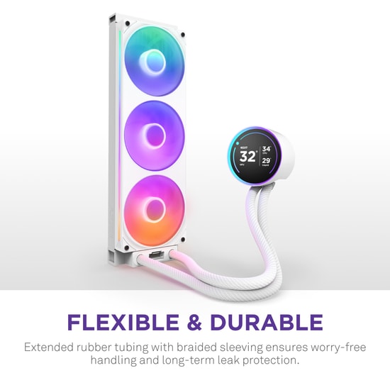 NZXT Kraken Elite 360 RGB V2 Beyaz Sıvı Soğutucu (RL-KR36E-W2) - 3x120mm Fan, LCD Ekran, AM4/AM5 & LGA1700 Uyumlu
