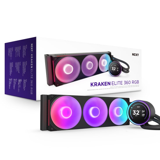 NZXT Kraken Elite 360 RGB V2 Sıvı Soğutucu (RL-KR36E-B2) - 3x120mm Fan, LCD Ekran, AM4/AM5/LGA1851, Siyah