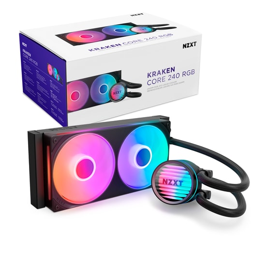 NZXT Kraken Core 240 RGB Sıvı Soğutucu (RL-KR24C-B1) - 2x120mm RGB Fan, LCD Ekran, 2400RPM, AM5/LGA1981, Siyah