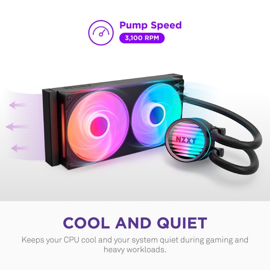 NZXT Kraken Core 240 RGB Sıvı Soğutucu (RL-KR24C-B1) - 2x120mm RGB Fan, LCD Ekran, 2400RPM, AM5/LGA1981, Siyah