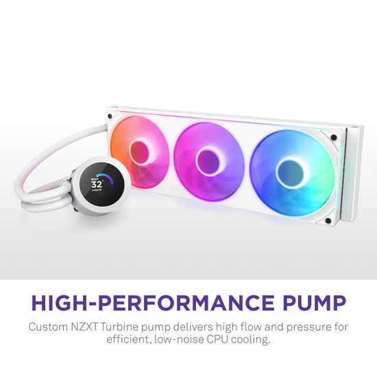NZXT Kraken Plus 360 RGB V2 (RL-KR360-W2) Beyaz Sıvı İşlemci Soğutucu - 3x120mm Fan, AM4/AM5/LGA1700 Uyumlu