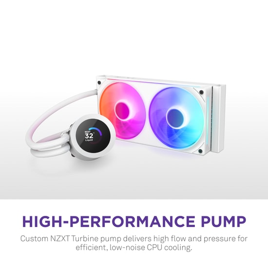 NZXT Kraken 240 RGB V2 Beyaz Sıvı Soğutucu (RL-KR240-W2) - 2x120mm Fan, LCD Ekran, 2400RPM, 75CFM, AM4/LGA1150