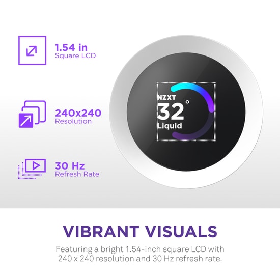 NZXT Kraken 240 RGB V2 Beyaz Sıvı Soğutucu (RL-KR240-W2) - 2x120mm Fan, LCD Ekran, 2400RPM, 75CFM, AM4/LGA1150