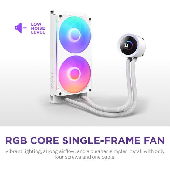 NZXT Kraken 240 RGB V2 Beyaz Sıvı Soğutucu (RL-KR240-W2) - 2x120mm Fan, LCD Ekran, 2400RPM, 75CFM, AM4/LGA1150