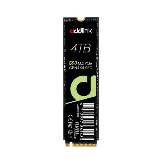 Addlink S93 4TB NVMe PCIe Gen4 M.2 SSD (AD4TBS93M2P) - 7400/6500MBs, İnce Tasarım, Düşük Güç Tüketimi