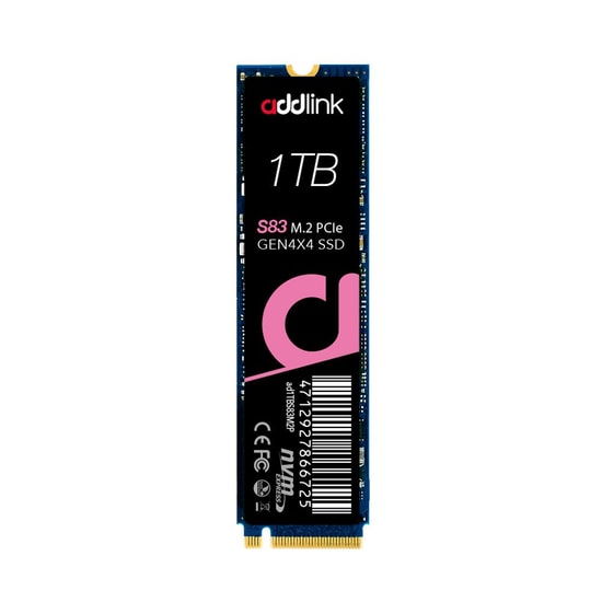 Addlink S83 1TB NVMe PCIe Gen4 M.2 SSD (AD1TBS83M2P) - 3400/2400MB/s, Yüksek Performans, Oyun ve Performans 