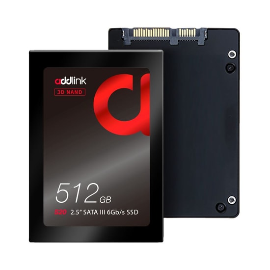 Addlink S20 512GB 2.5" SATA III SSD (AD512GBS20S3S) - 500/450MB/s Okuma/Yazma, 3D NAND, Masaüstü ve Laptop Uyumlu