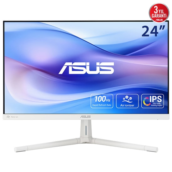 ASUS VU249HFI-W 23.8" Full HD Beyaz IPS Monitör - 100Hz, 1ms, Nano İyon, Eye Care Plus, Flicker-Free, Adaptive-Sync