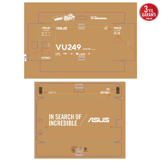 ASUS VU249HFI-W 23.8" Full HD Beyaz IPS Monitör - 100Hz, 1ms, Nano İyon, Eye Care Plus, Flicker-Free, Adaptive-Sync