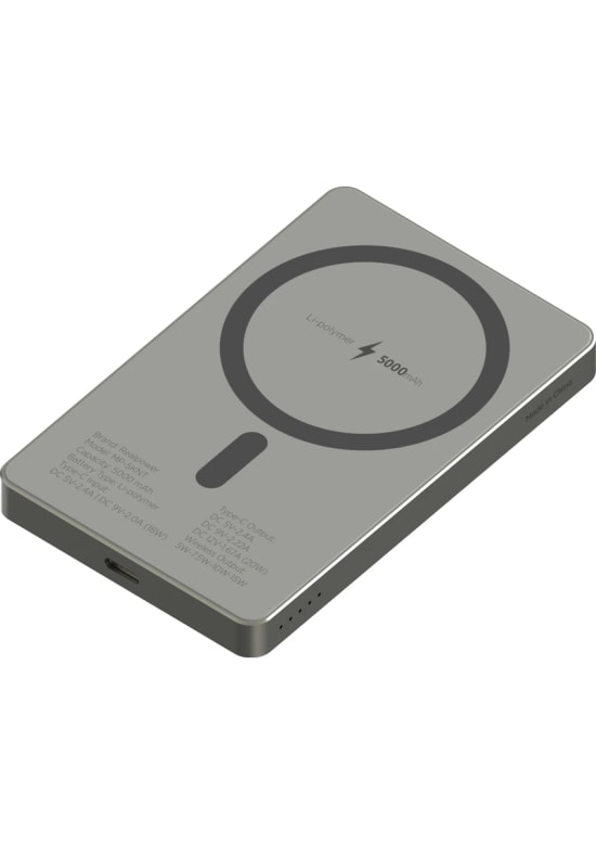 RealPower R Mag Air 5000mAh Magsafe Powerbank - 20W PD Hızlı Şarjlı, Natural Renk, Taşınabilir Manyetik Şarj (NT-116665)