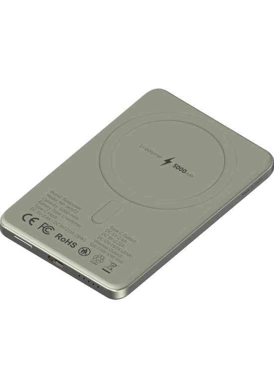 RealPower R Mag Slim 5000mAh Magsafe Powerbank - 20W PD Hızlı Şarjlı, Natural Taşınabilir Manyetik Şarj (NT-116668)