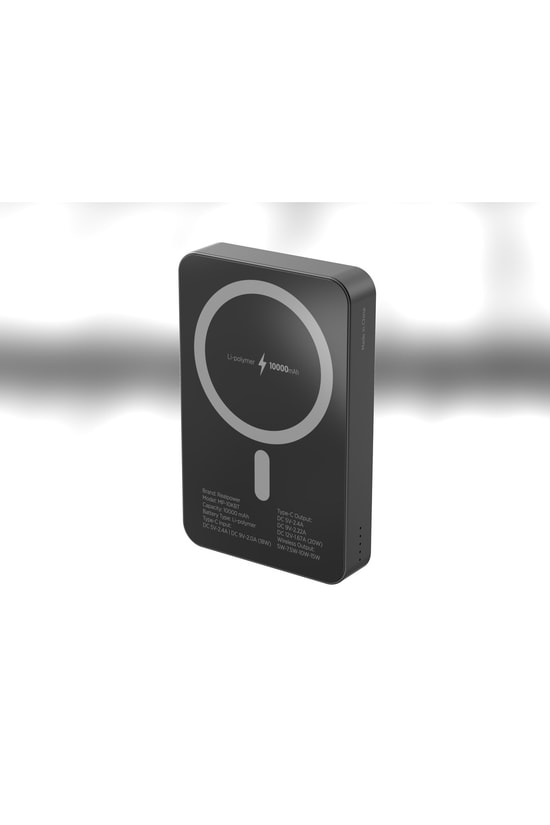 RealPower R Mag Slim 5000mAh Magsafe Powerbank - Siyah, 20W PD Hızlı Şarj, Taşınabilir Manyetik Şarj Aleti (NT-116670)
