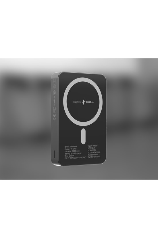 RealPower R Mag Slim 5000mAh Magsafe Powerbank - Siyah, 20W PD Hızlı Şarj, Taşınabilir Manyetik Şarj Aleti (NT-116670)