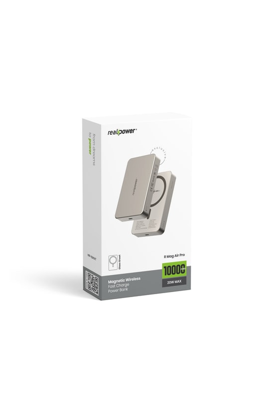 RealPower R Mag Air Pro 10000mAh Magsafe Powerbank - 20W PD Şarj, Natural Renk, Taşınabilir Manyetik Şarj (NT-116672)