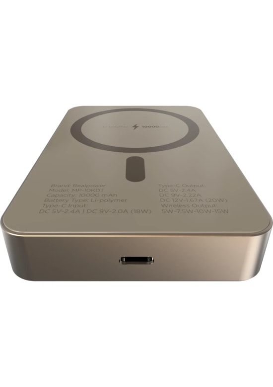 RealPower R Mag Air Pro 10000mAh Magsafe Powerbank - 20W PD Hızlı Şarj, Çöl Rengi, Taşınabilir Manyetik Şarj (NT-116673)