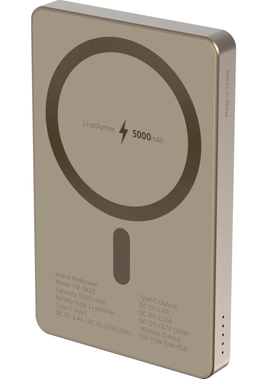 RealPower R Mag Air 5000mAh Magsafe Powerbank - 20W PD Hızlı Şarjlı, Çöl Rengi, Taşınabilir Manyetik Şarj (NT-116667)