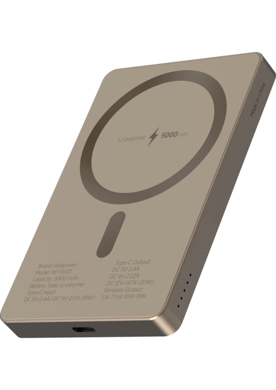 RealPower R Mag Air 5000mAh Magsafe Powerbank - 20W PD Hızlı Şarjlı, Çöl Rengi, Taşınabilir Manyetik Şarj (NT-116667)