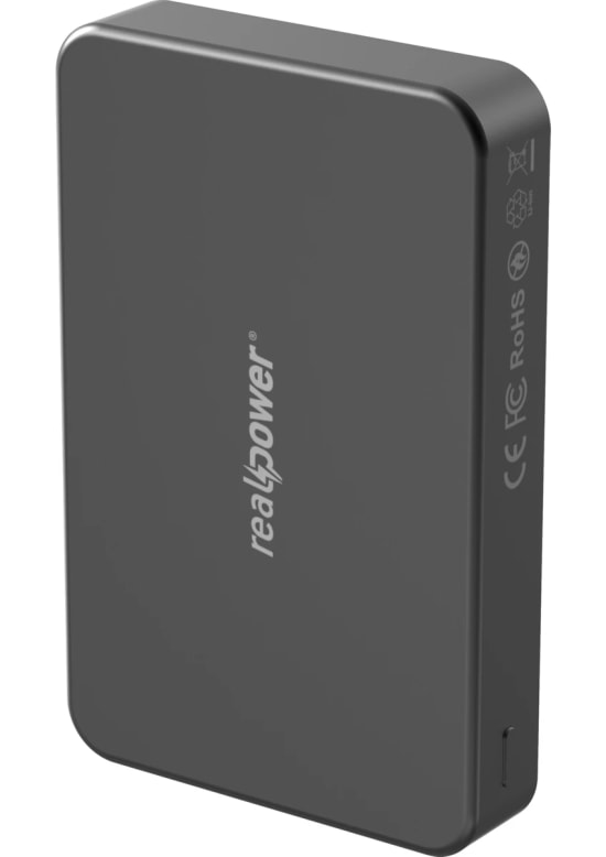 RealPower R Mag Air 5000mAh Magsafe Powerbank - 20W PD Hızlı Şarjlı, Siyah, Taşınabilir Manyetik Şarj Aleti (NT-116666)
