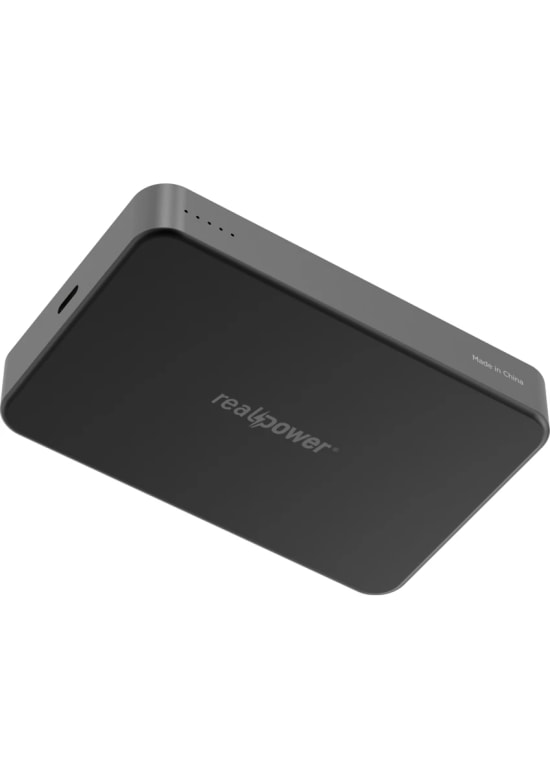 RealPower R Mag Air 5000mAh Magsafe Powerbank - 20W PD Hızlı Şarjlı, Siyah, Taşınabilir Manyetik Şarj Aleti (NT-116666)