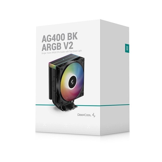 DeepCool AG400-BK-ARGB-V2 İşlemci Soğutucu - 120mm ARGB Fan, 220W TDP, Kule Tipi, 4x Isı Borusu, Yüksek Performans