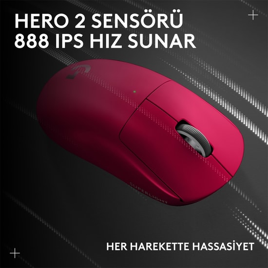 Logitech G PRO X Superlight 2C Pembe Kablosuz Oyuncu Mouse (910-007546) - 44000 DPI, 8000Hz, 51gr, HERO 2 Sensör, 5 Tuş