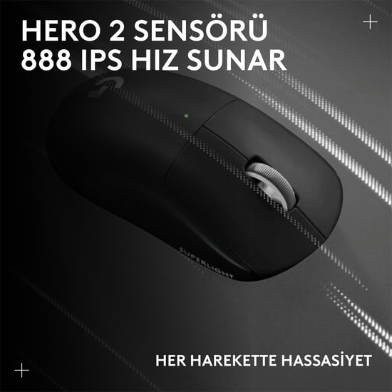 Logitech G PRO X Superlight 2C Siyah Kablosuz Oyuncu Mouse (910-007532) - 44000 DPI, 8000Hz, 51gr, HERO 2 Sensör, 5 Tuş