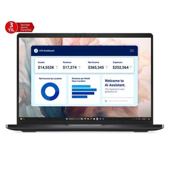 Dell Pro 13 Premium U7 268V, 32GB RAM, 1TB SSD, 13.3" QHD Dokunmatik, Win 11 Pro, CoPilot+ Laptop (BTO208_PA13250_1TB)