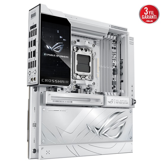 ASUS ROG Crosshair X870E Glacial EATX Anakart - AMD, AM5, DDR5 9600MHz(OC), 3xM.2, USB4, WiFi 7, 2x 10G LAN, Hyper M.2