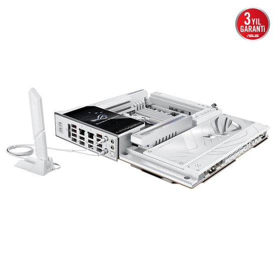 ASUS ROG Crosshair X870E Glacial EATX Anakart - AMD, AM5, DDR5 9600MHz(OC), 3xM.2, USB4, WiFi 7, 2x 10G LAN, Hyper M.2