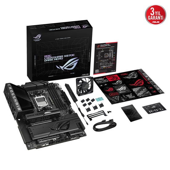 ASUS ROG Crosshair X870E Dark Hero (90MB1NT0-M0EAY0) Anakart - AMD X870E, AM5, DDR5 9600MHz(OC), 5xM.2, WiFi 7, USB4