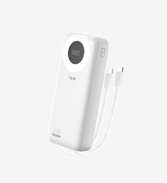 LinkTech LPB-P222 Strong 22.5W 20000mAh Beyaz Powerbank - Dijital Gösterge, PD Hızlı Şarj Uyumlu, Uçak Kullanımına Uygun