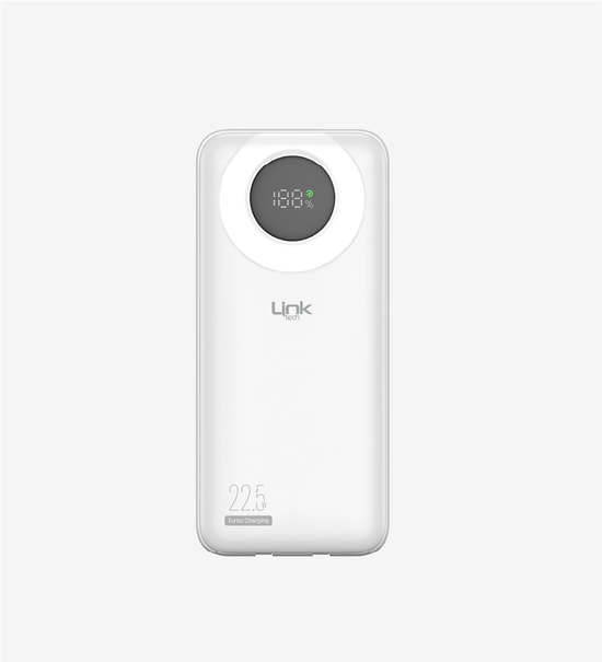LinkTech LPB-P222 Strong 22.5W 20000mAh Beyaz Powerbank - Dijital Gösterge, PD Hızlı Şarj Uyumlu, Uçak Kullanımına Uygun